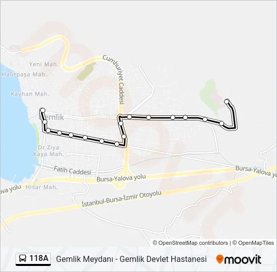 118A Bus Line Map