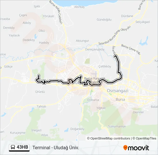 43HB Bus Line Map