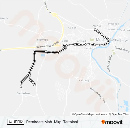 811D Bus Line Map
