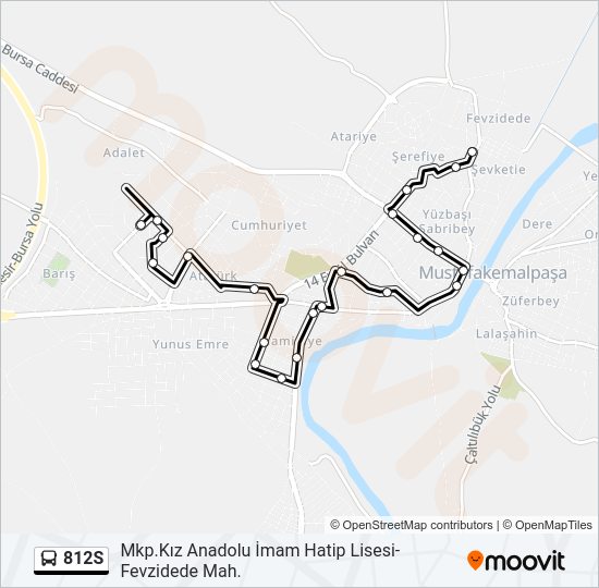 812S otobüs Hattı Haritası