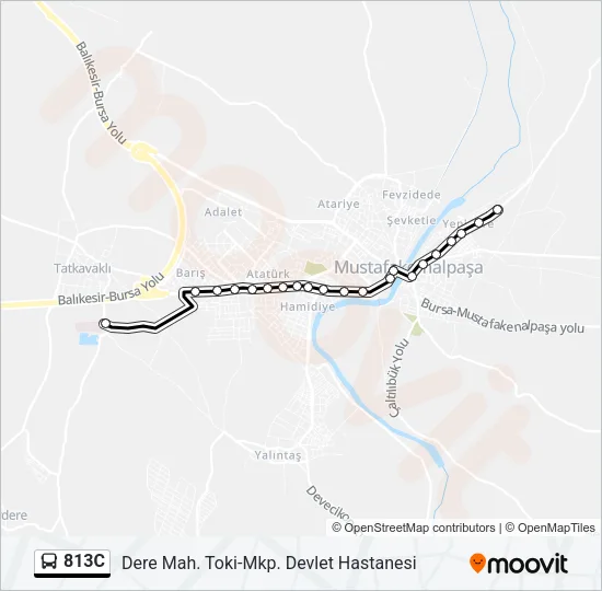 813C Bus Line Map
