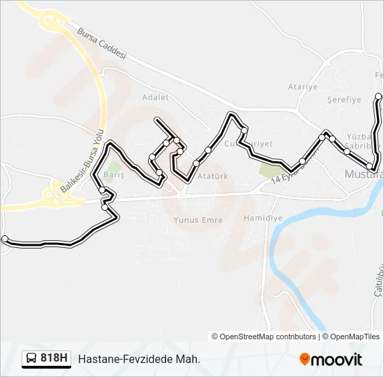 818H Bus Line Map