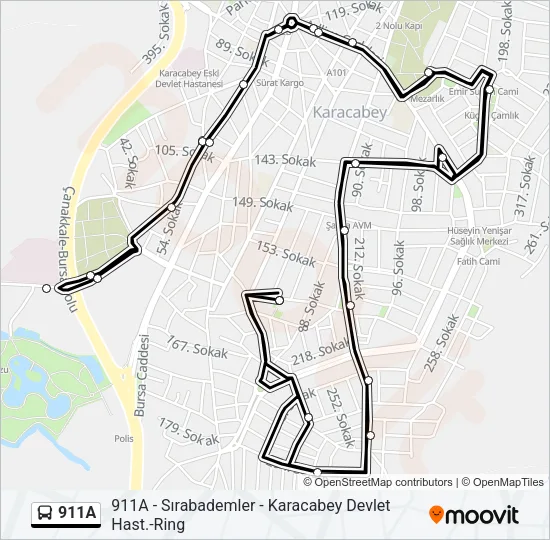 911A Bus Line Map