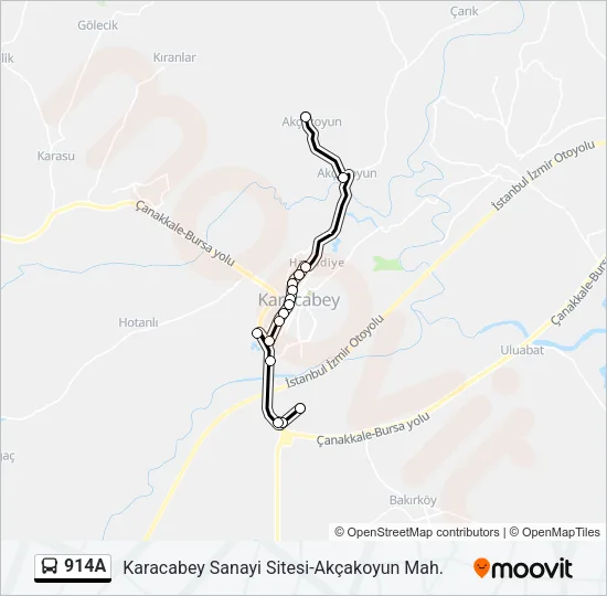 914A Bus Line Map