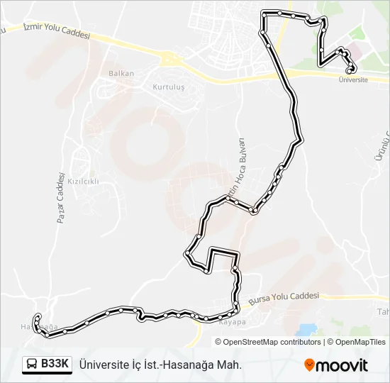 B33K Bus Line Map