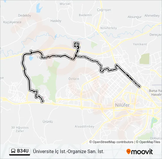 B34U Bus Line Map