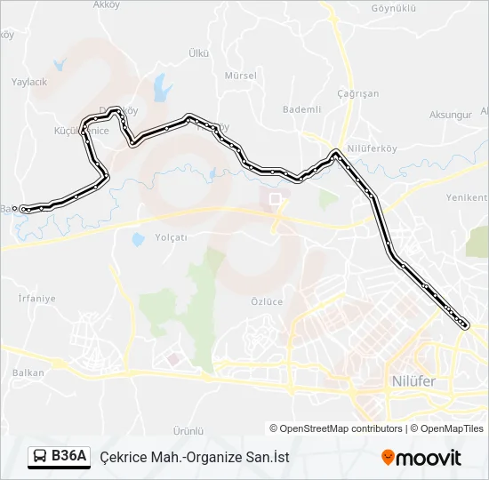 B36A Bus Line Map