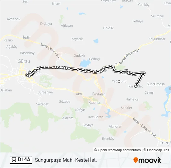 D14A Bus Line Map