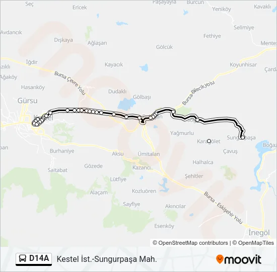 D14A Bus Line Map