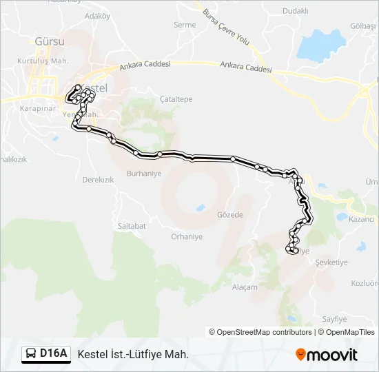 D16A Bus Line Map