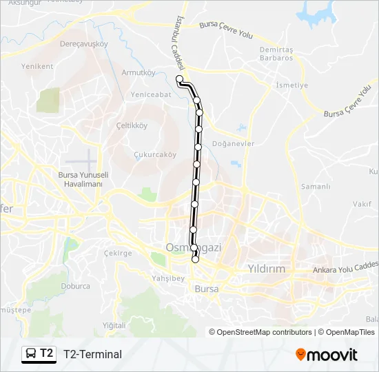 T2 Bus Line Map