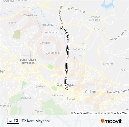 T2 Bus Line Map