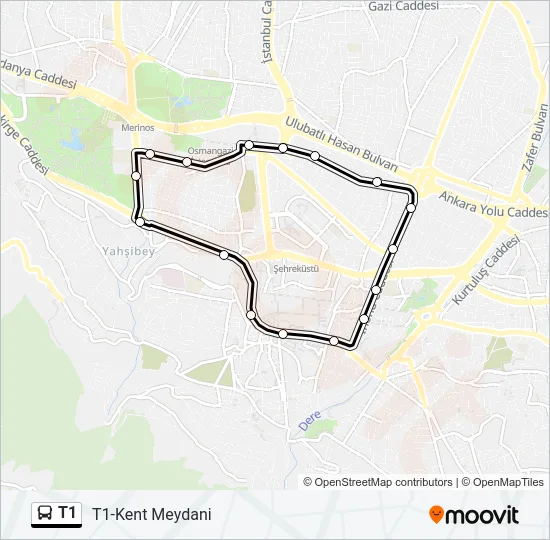 T1 Bus Line Map