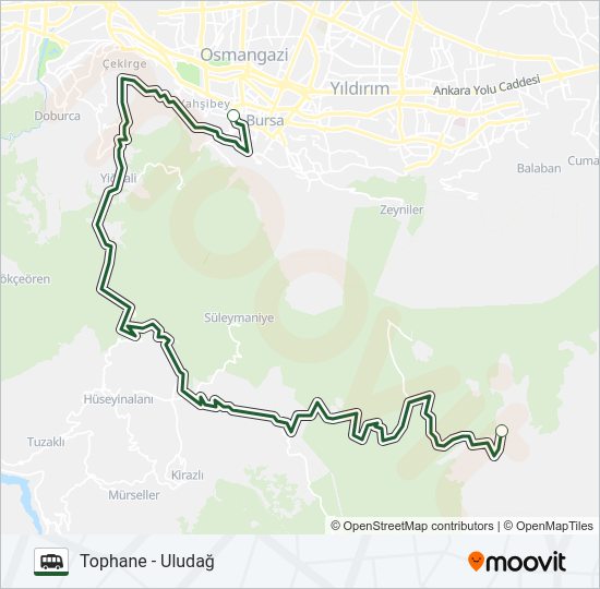 TOPHANE - ULUDAĞ minibüs / dolmuş Hattı Haritası