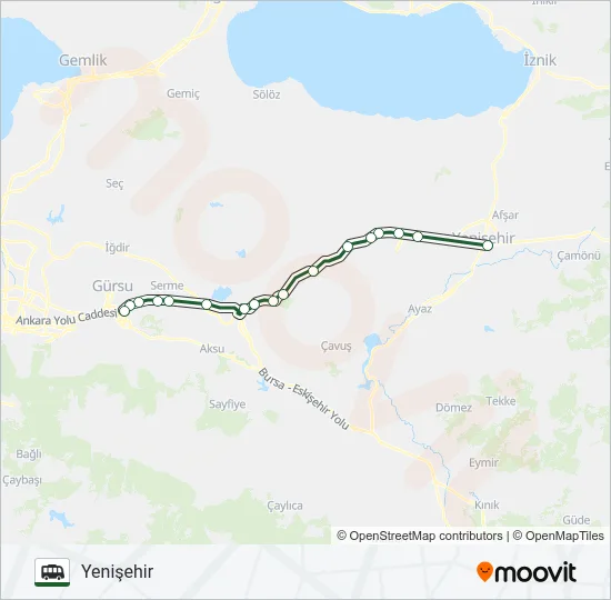 KESTEL AKTARMA MERKEZI - YENIŞEHIR Cable Car Line Map