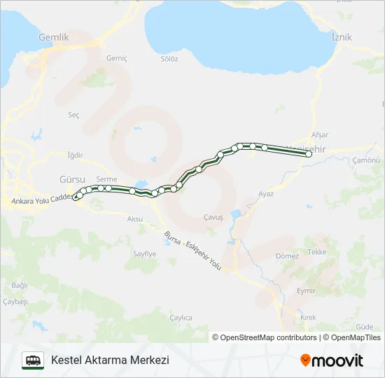 KESTEL AKTARMA MERKEZI - YENIŞEHIR Cable Car Line Map