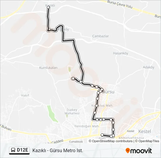 D12E Bus Line Map