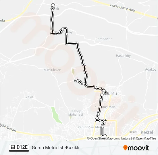D12E Bus Line Map