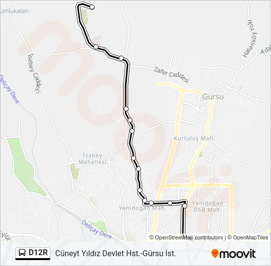 D12R Bus Line Map