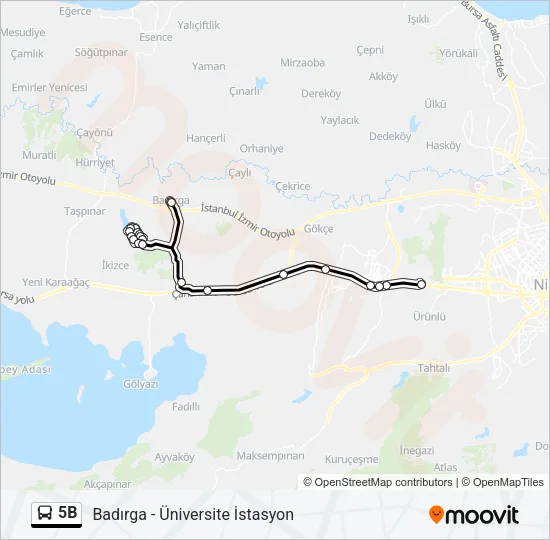 5B Bus Line Map