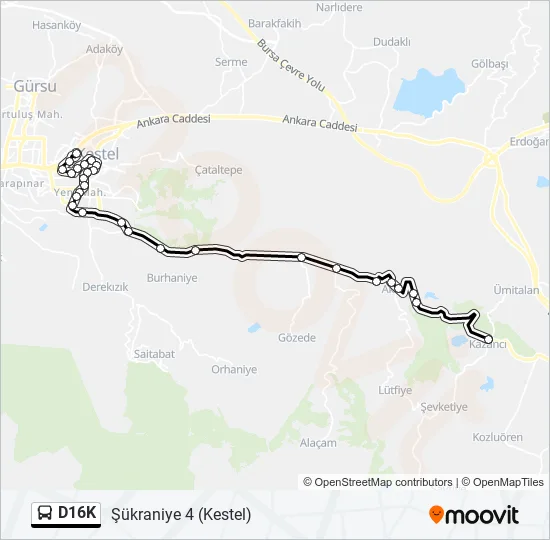 D16K Bus Line Map
