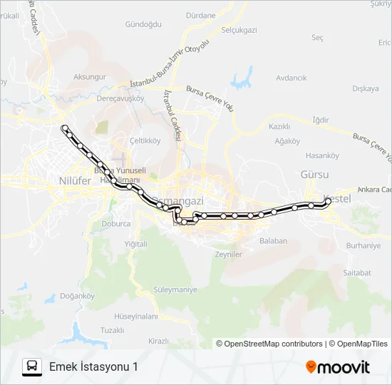 BURSARAY GECE 1 Bus Line Map