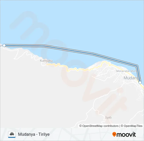 MUDANYA - TIRILYE Ferry Line Map