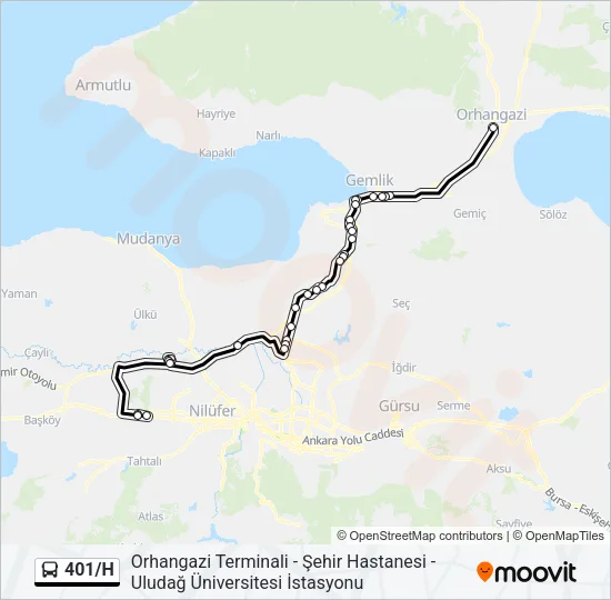 401/H Bus Line Map