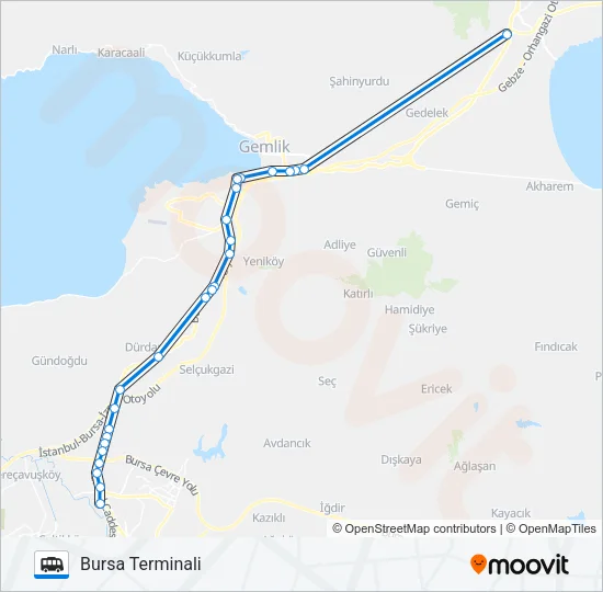 ORHANGAZI TERMINALI - BURSA TERMINALI Cable Car Line Map