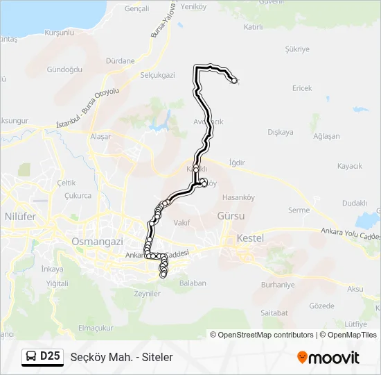 D25 Route: Schedules, Stops & Maps - Seçköy Mah. - Siteler (Updated)