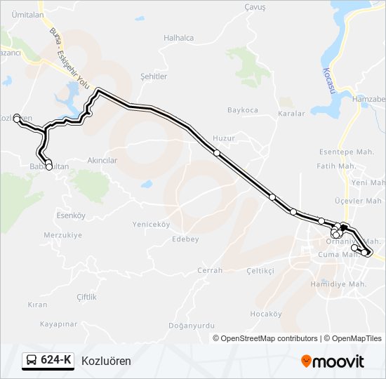 624-K otobüs Hattı Haritası