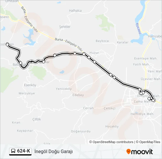 624-K Bus Line Map