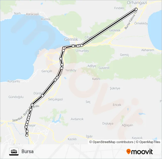 ORHANGAZI - BURSA Cable Car Line Map