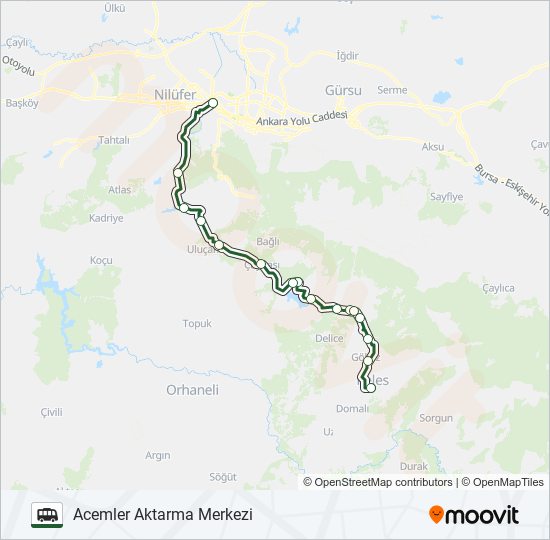 ACEMLER AKTARMA MERKEZI - KELES cable car Line Map