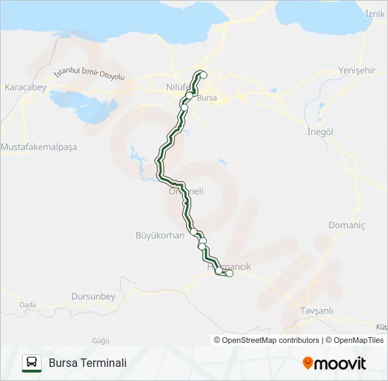 BURSA TERMINALI - HARMANCIK TERMINALI Bus Line Map