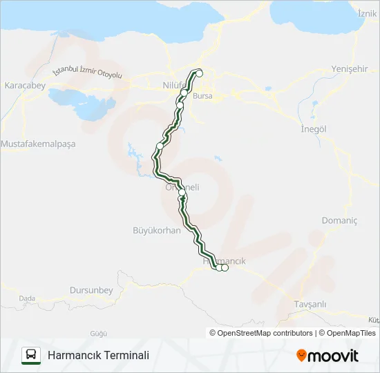 BURSA TERMINALI - HARMANCIK TERMINALI Bus Line Map