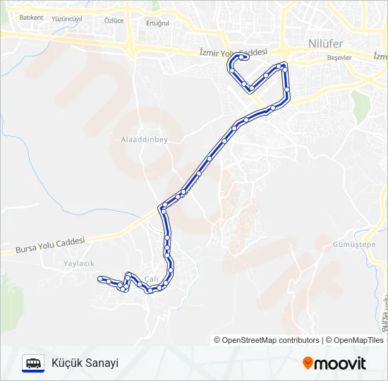 ÇALI - KÜÇÜK SANAYI Cable Car Line Map