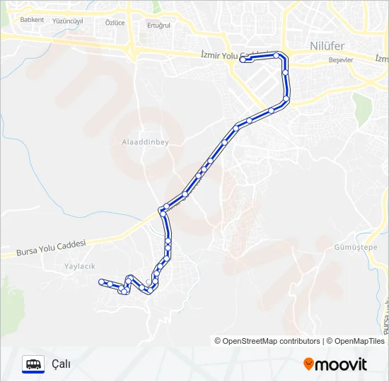 ÇALI - KÜÇÜK SANAYI Cable Car Line Map
