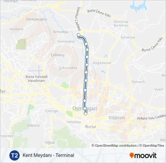 T2 Light Rail Line Map