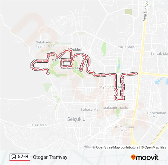 57-B Bus Line Map