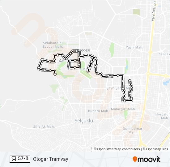 57-B bus Line Map