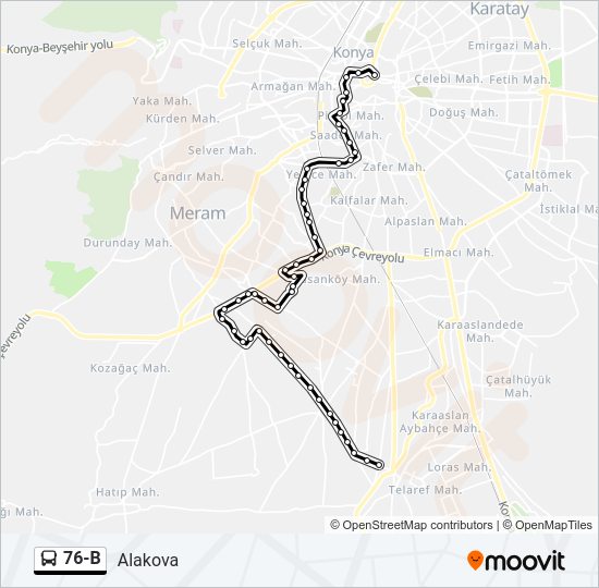 76-B bus Line Map