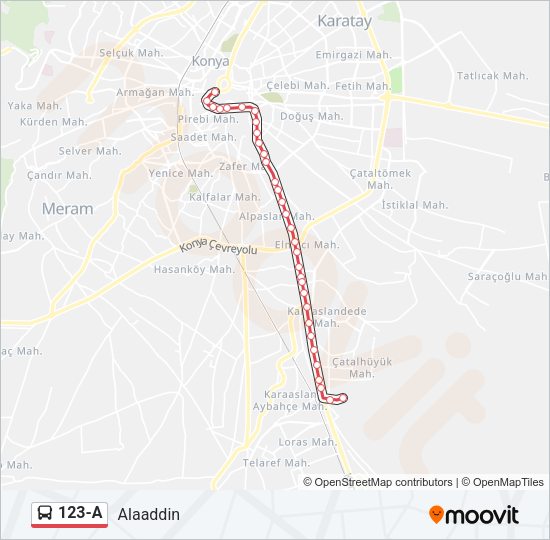 123-A otobüs Hattı Haritası