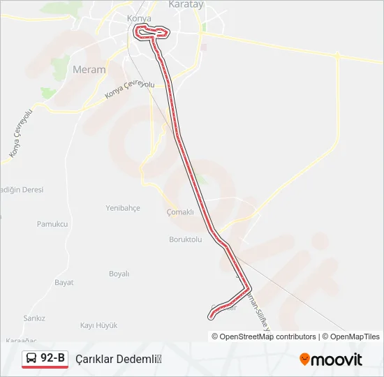 92-B Bus Line Map