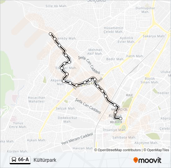 66-A otobüs Hattı Haritası