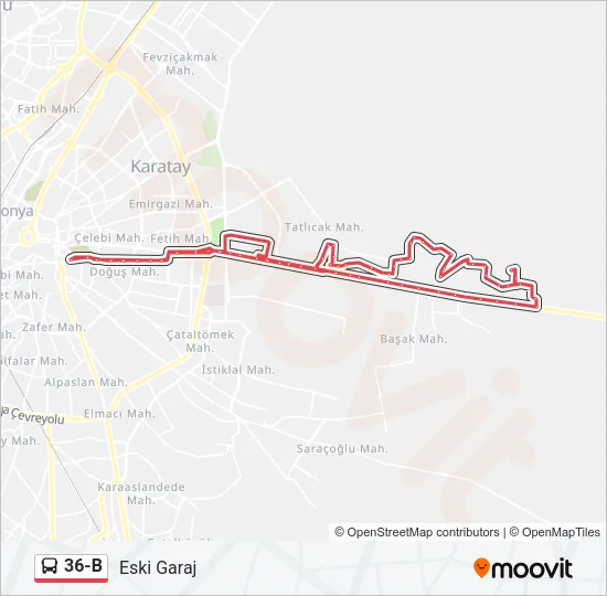 36-B Bus Line Map