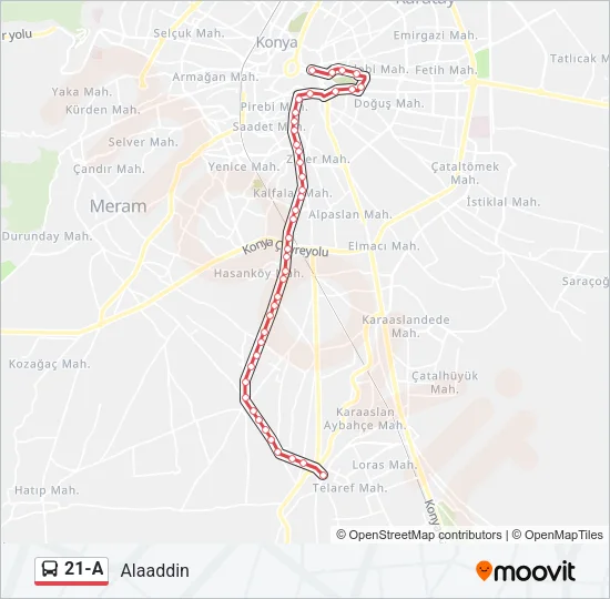 21-A Bus Line Map