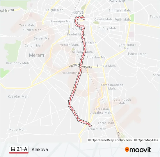 21-A Bus Line Map