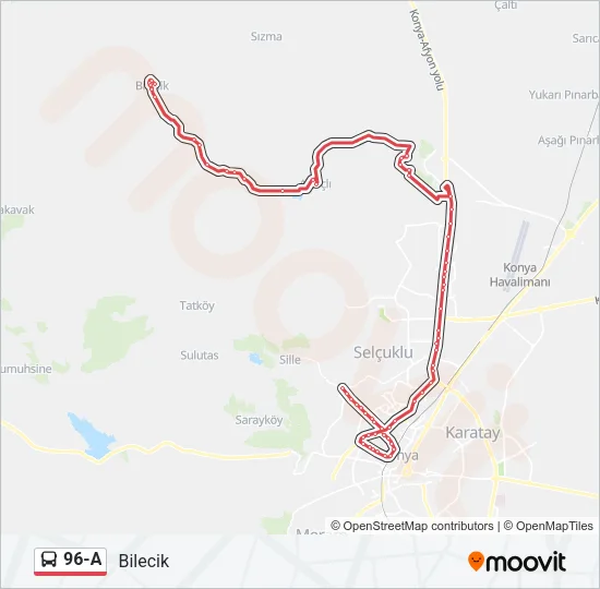 96-A Bus Line Map