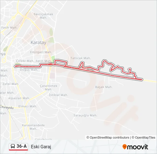 36-A Bus Line Map